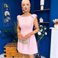 Milano Bow Detail Mini Dress Baby Pink