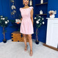 Milano Bow Detail Mini Dress Baby Pink