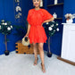 Romy Frill Detail Mini Dress Coral