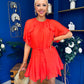 Romy Frill Detail Mini Dress Coral