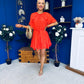 Romy Frill Detail Mini Dress Coral