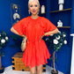 Romy Frill Detail Mini Dress Coral