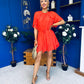 Romy Frill Detail Mini Dress Coral