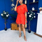 Romy Frill Detail Mini Dress Coral