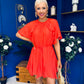 Romy Frill Detail Mini Dress Coral