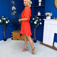 Romy Frill Detail Mini Dress Coral