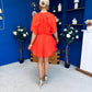 Romy Frill Detail Mini Dress Coral