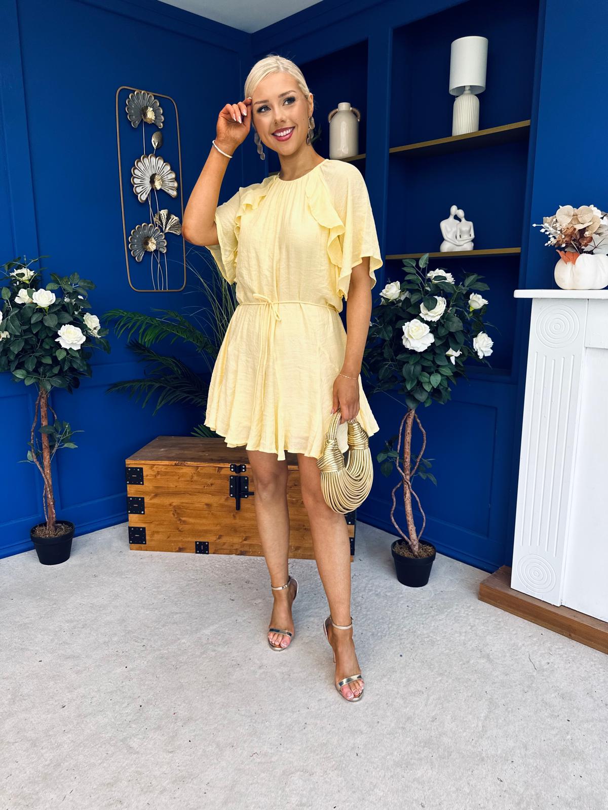 Romy Frill Detail Mini Dress Yellow