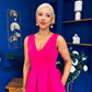 Bethany V Neck Skater Midi Hot Pink