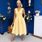 Bethany V Neck Skater Midi Yellow