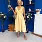 Bethany V Neck Skater Midi Yellow