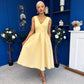 Bethany V Neck Skater Midi Yellow