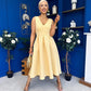 Bethany V Neck Skater Midi Yellow