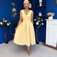 Bethany V Neck Skater Midi Yellow