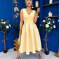 Bethany V Neck Skater Midi Yellow