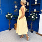 Bethany V Neck Skater Midi Yellow