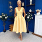 Bethany V Neck Skater Midi Yellow