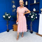 Tansy Short Sleeve Lace Shirt Dress Pink