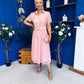 Tansy Short Sleeve Lace Shirt Dress Pink