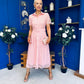 Tansy Short Sleeve Lace Shirt Dress Pink