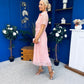 Tansy Short Sleeve Lace Shirt Dress Pink