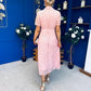 Tansy Short Sleeve Lace Shirt Dress Pink