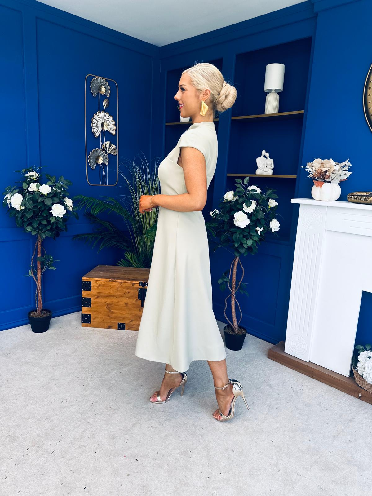 Amora Detailed Occasion Midi Dress Sage