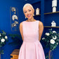 Nesta Boat Neck Skater Midi Dress Baby Pink