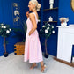 Nesta Boat Neck Skater Midi Dress Baby Pink