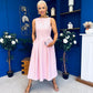 Nesta Boat Neck Skater Midi Dress Baby Pink