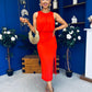 Teresa Detailed Midaxi Dress Coral