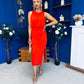 Teresa Detailed Midaxi Dress Coral