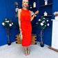 Teresa Detailed Midaxi Dress Coral