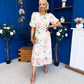 Imogen Gathered Detail Midi Dress Floral White