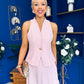Norma Lace Detailed Waistcoat & Skirt Set Pink