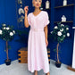 Nancy Belted Pinstripe Midi Dress Pink