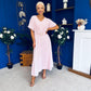 Nancy Belted Pinstripe Midi Dress Pink