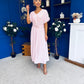 Nancy Belted Pinstripe Midi Dress Pink