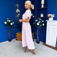 Nancy Belted Pinstripe Midi Dress Pink