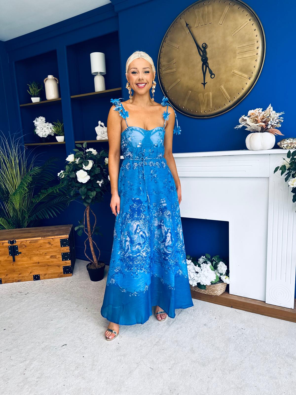 Kendall Strappy Occasion Dress Paisley Blue