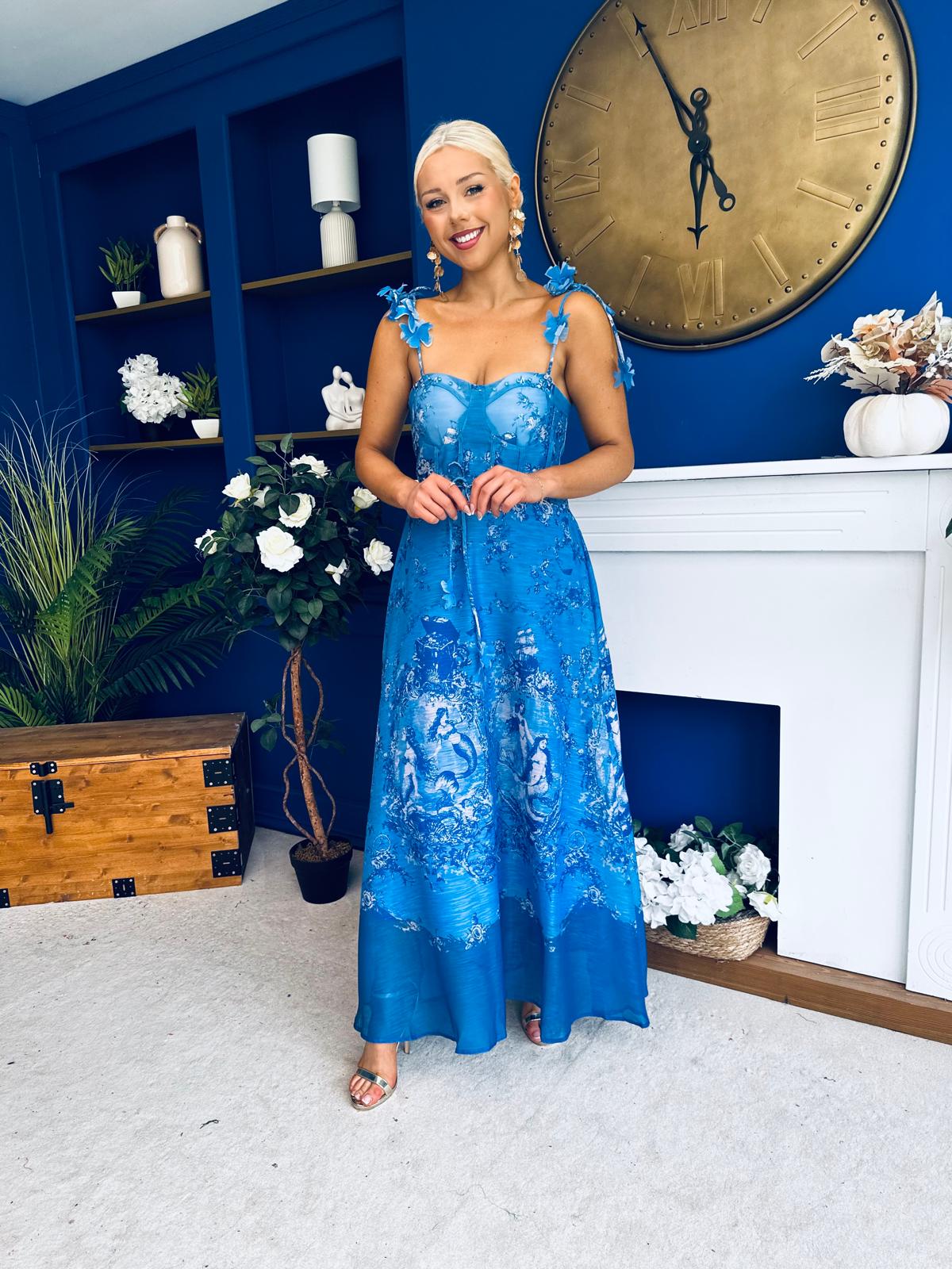 Kendall Strappy Occasion Dress Paisley Blue