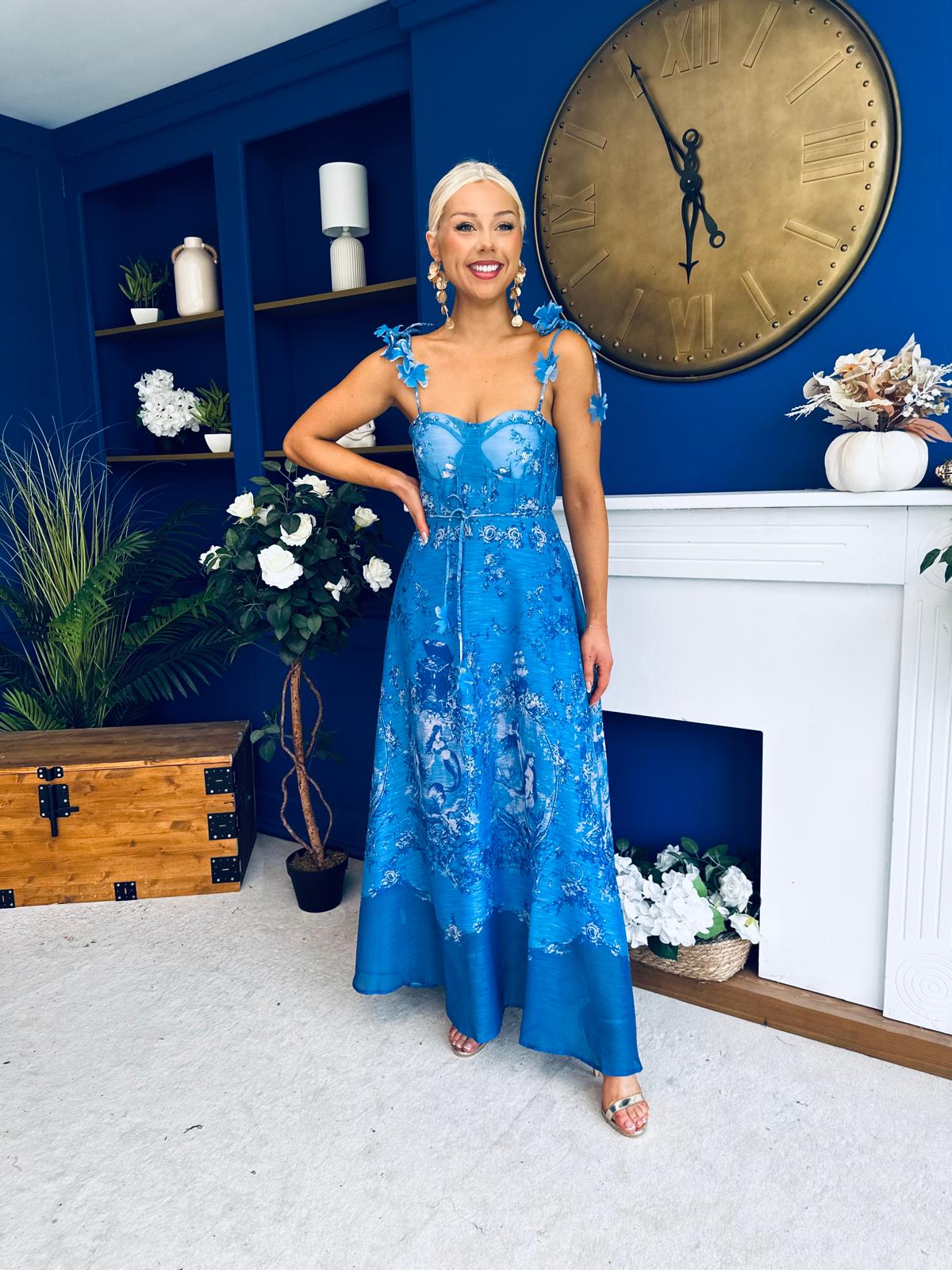 Kendall Strappy Occasion Dress Paisley Blue