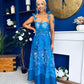Kendall Strappy Occasion Dress Paisley Blue