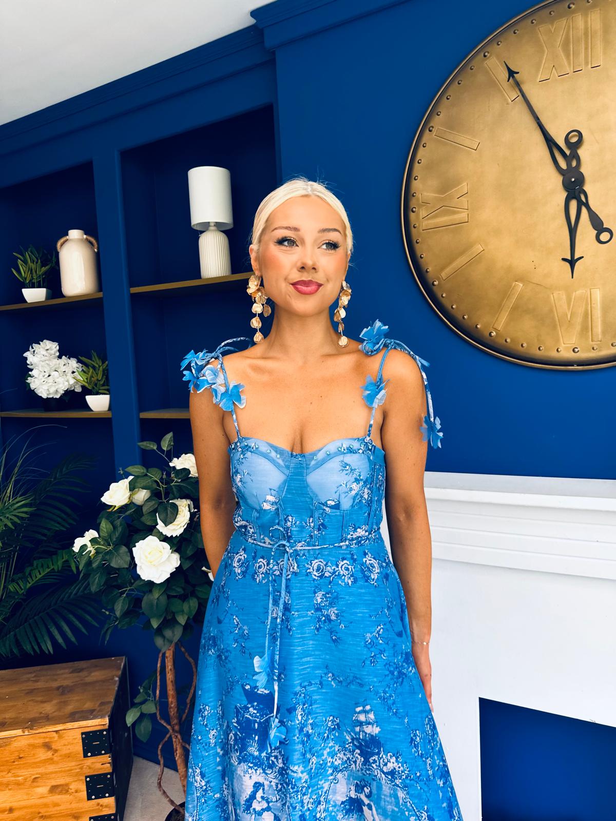 Kendall Strappy Occasion Dress Paisley Blue