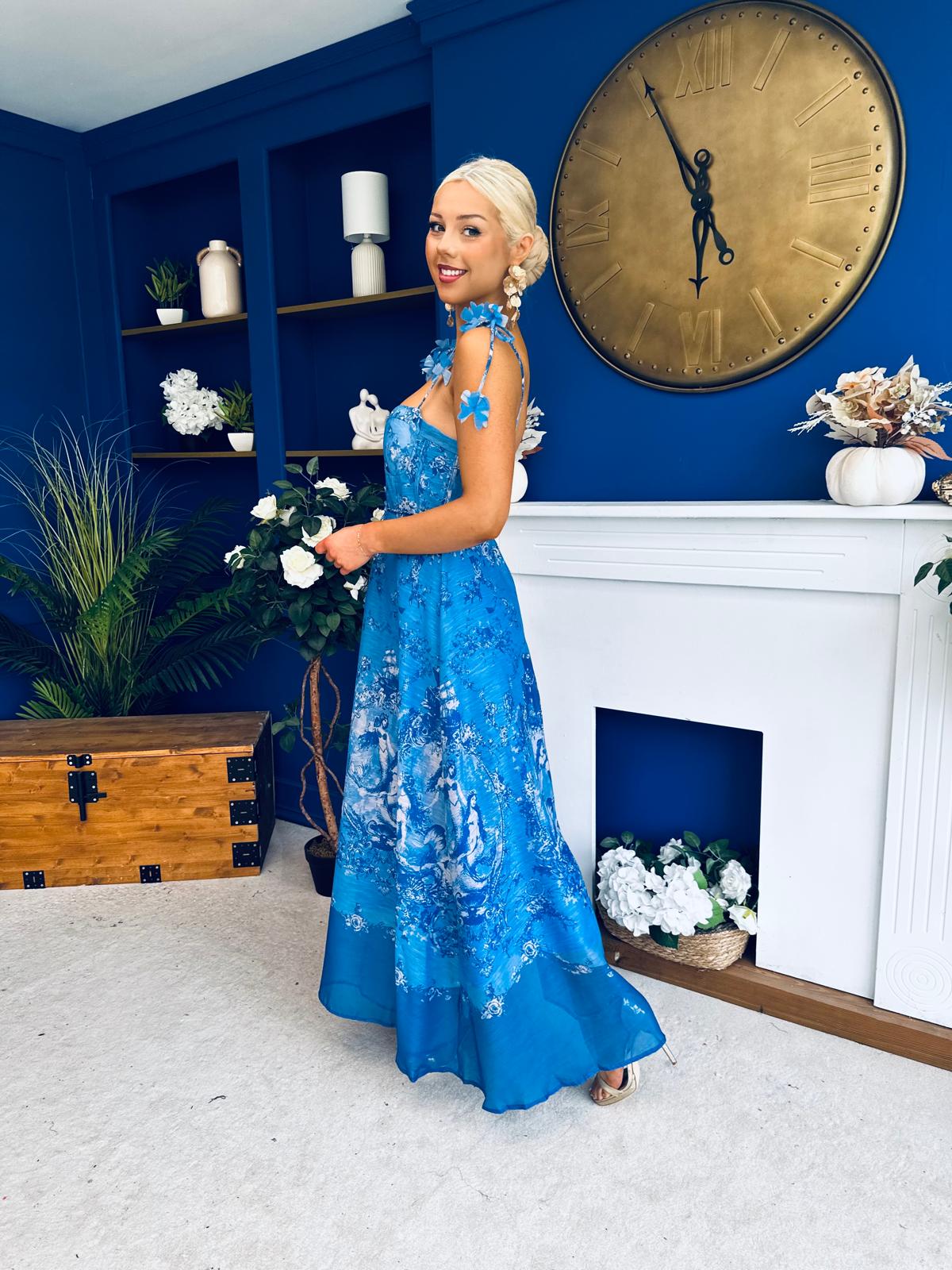Kendall Strappy Occasion Dress Paisley Blue