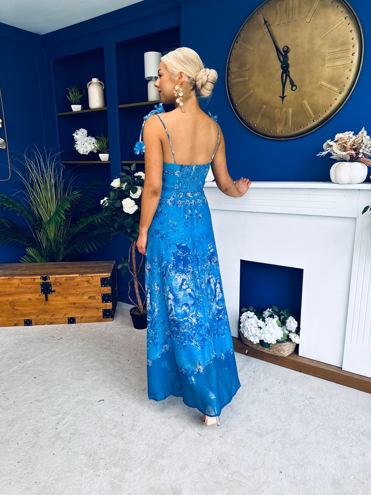 Kendall Strappy Occasion Dress Paisley Blue