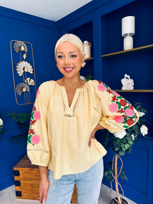 Sandy Embroidered Top Yellow