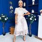 Niky High Neck Occasion Dress Floral Cream