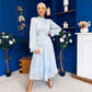Jacqueline Gathered Satin Occasion Dress Baby Blue