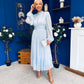 Jacqueline Gathered Satin Occasion Dress Baby Blue